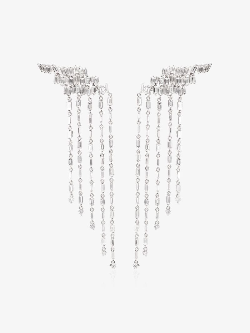 18k White Gold Fireworks Diamond Drop Earrings