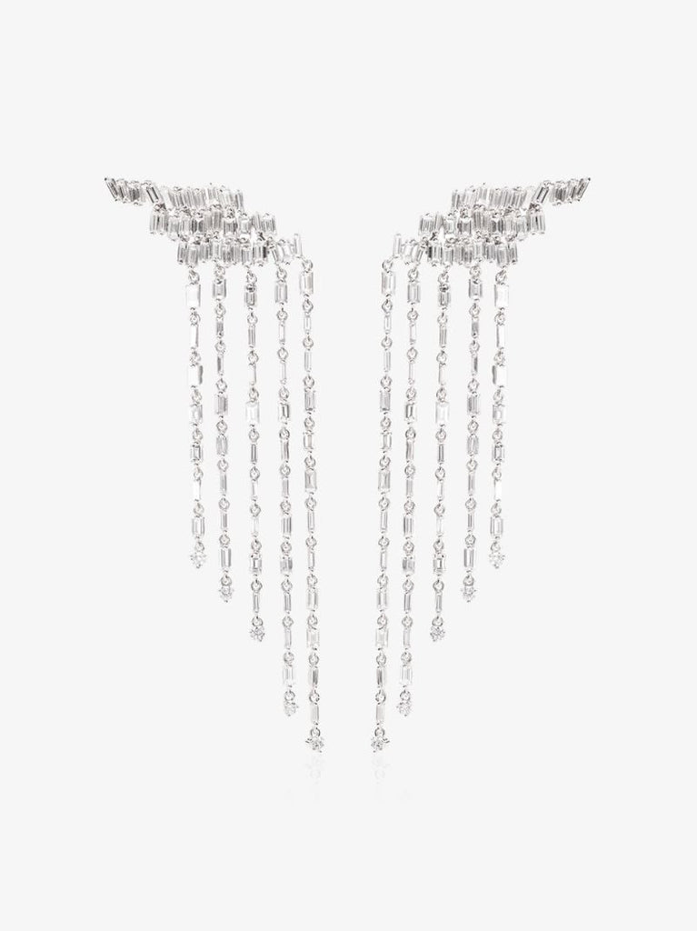 18k White Gold Fireworks Diamond Drop Earrings