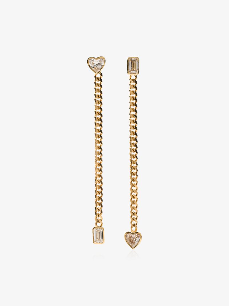 18k Yellow Gold Fancy Cut Chain Earrings