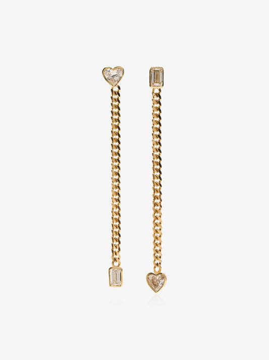18k Yellow Gold Fancy Cut Chain Earrings
