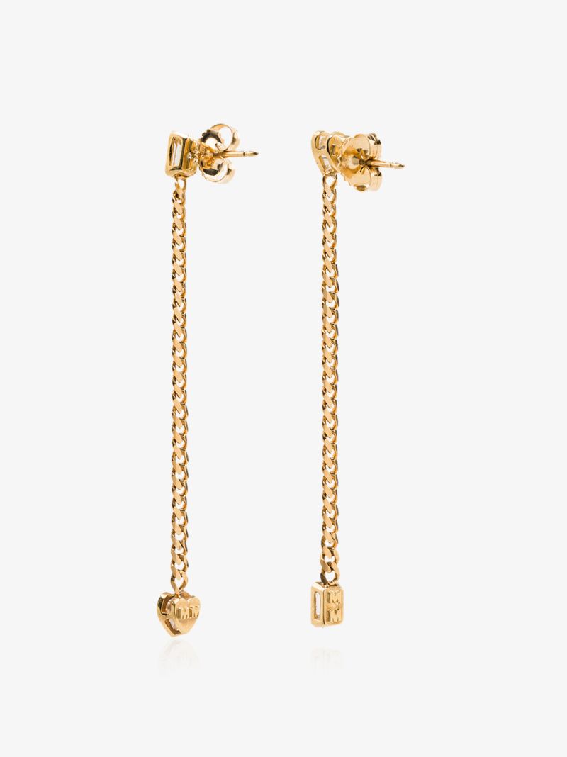 18k Yellow Gold Fancy Cut Chain Earrings