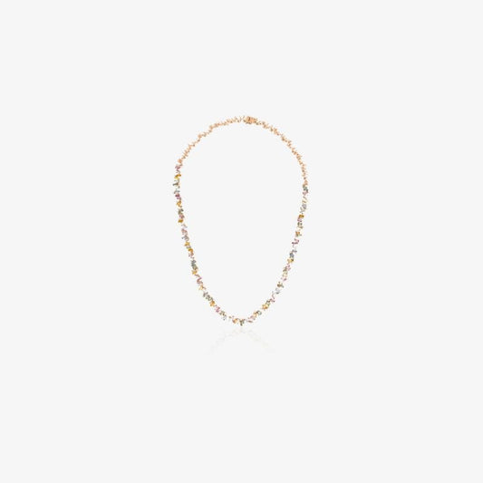 18k Rose Gold Bold Burst Sapphire and Diamond Tennis Necklace