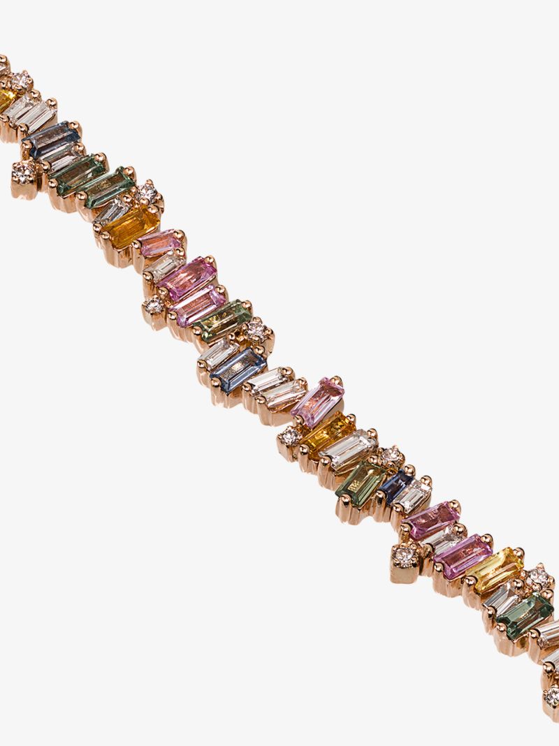 18k Rose Gold Bold Burst Sapphire and Diamond Tennis Necklace