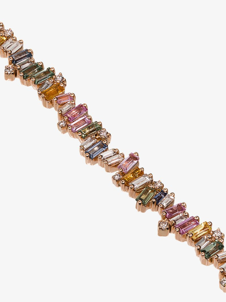 18k Rose Gold Bold Burst Sapphire and Diamond Tennis Necklace