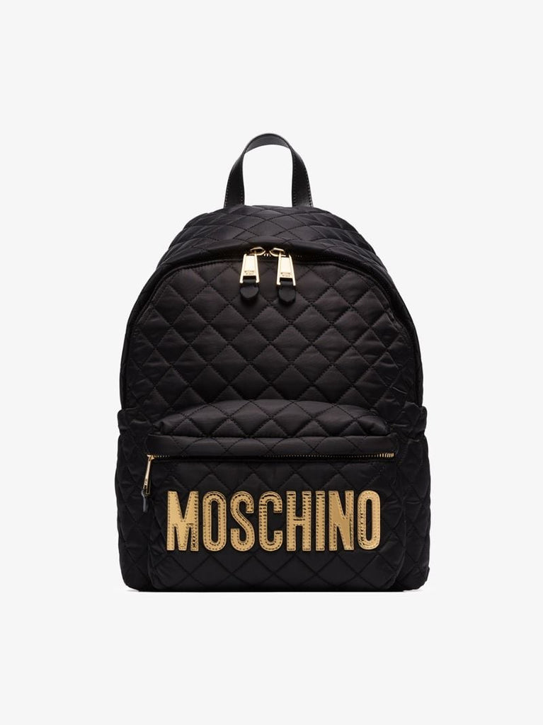 Black Logo Plaque Quilted Backpack