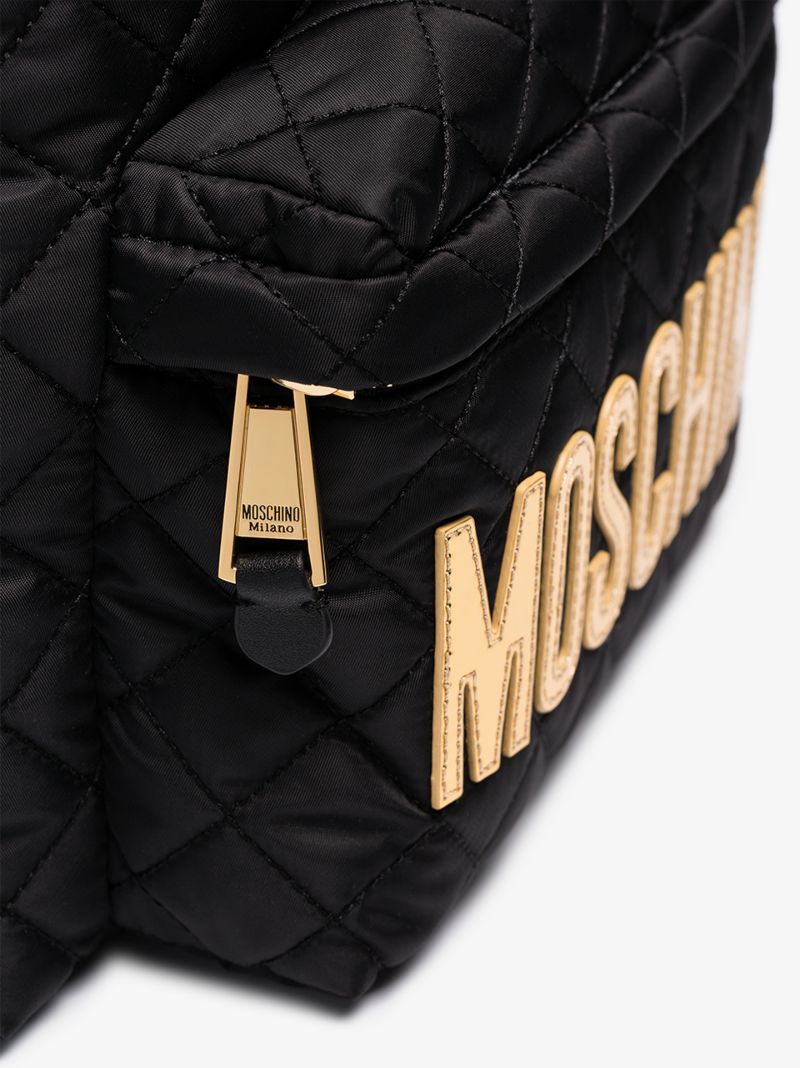 Black Logo Plaque Quilted Backpack