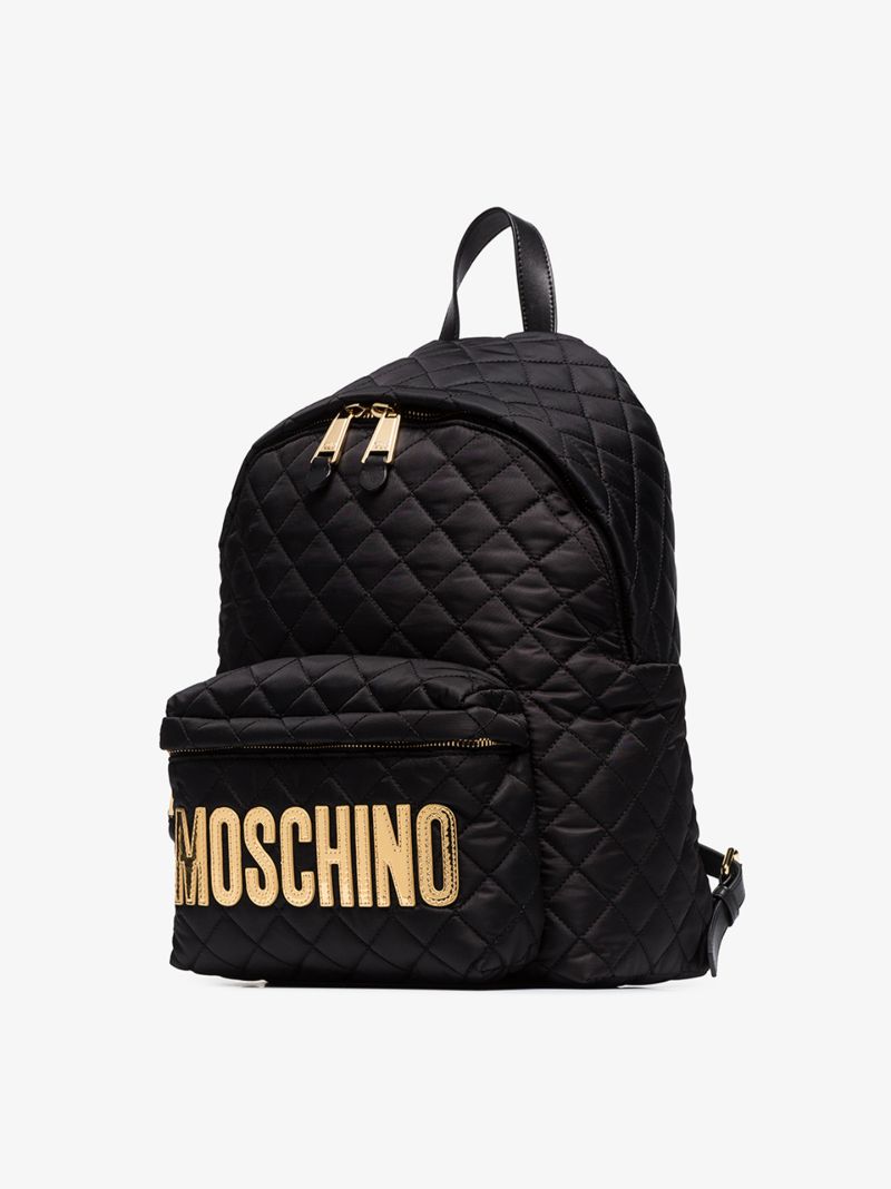 Black Logo Plaque Quilted Backpack