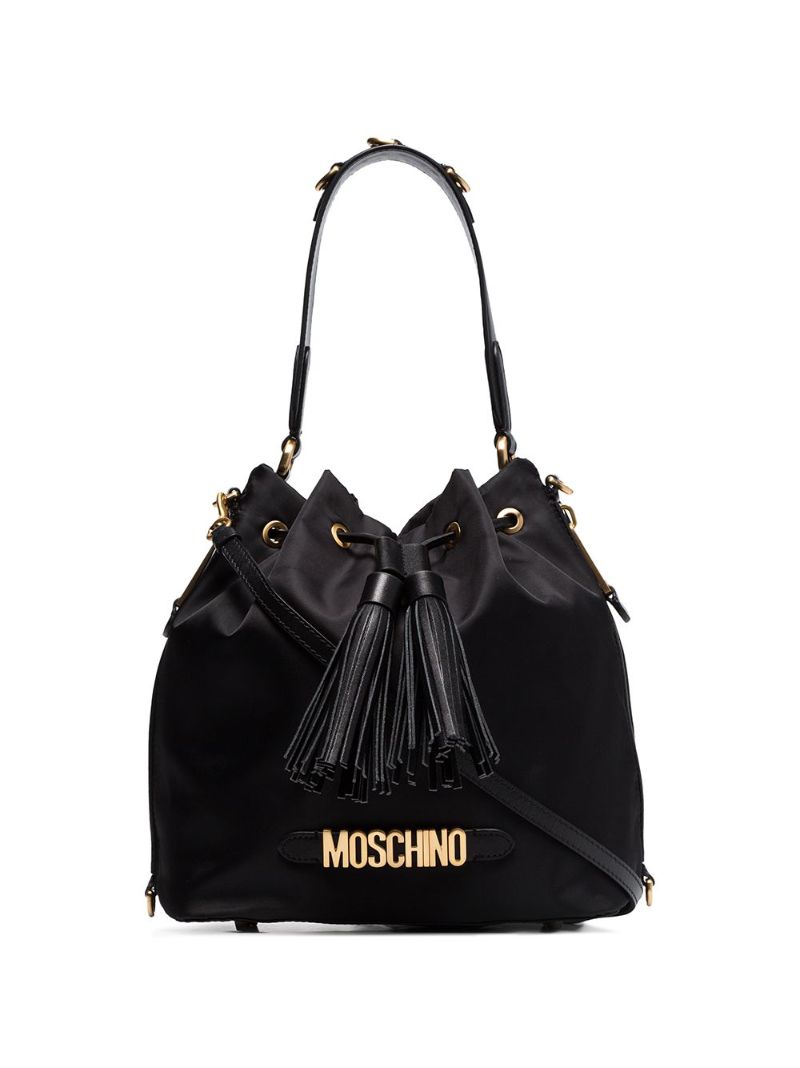 Black Logo Plaque Bucket Bag