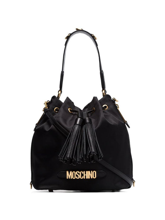 Black Logo Plaque Bucket Bag