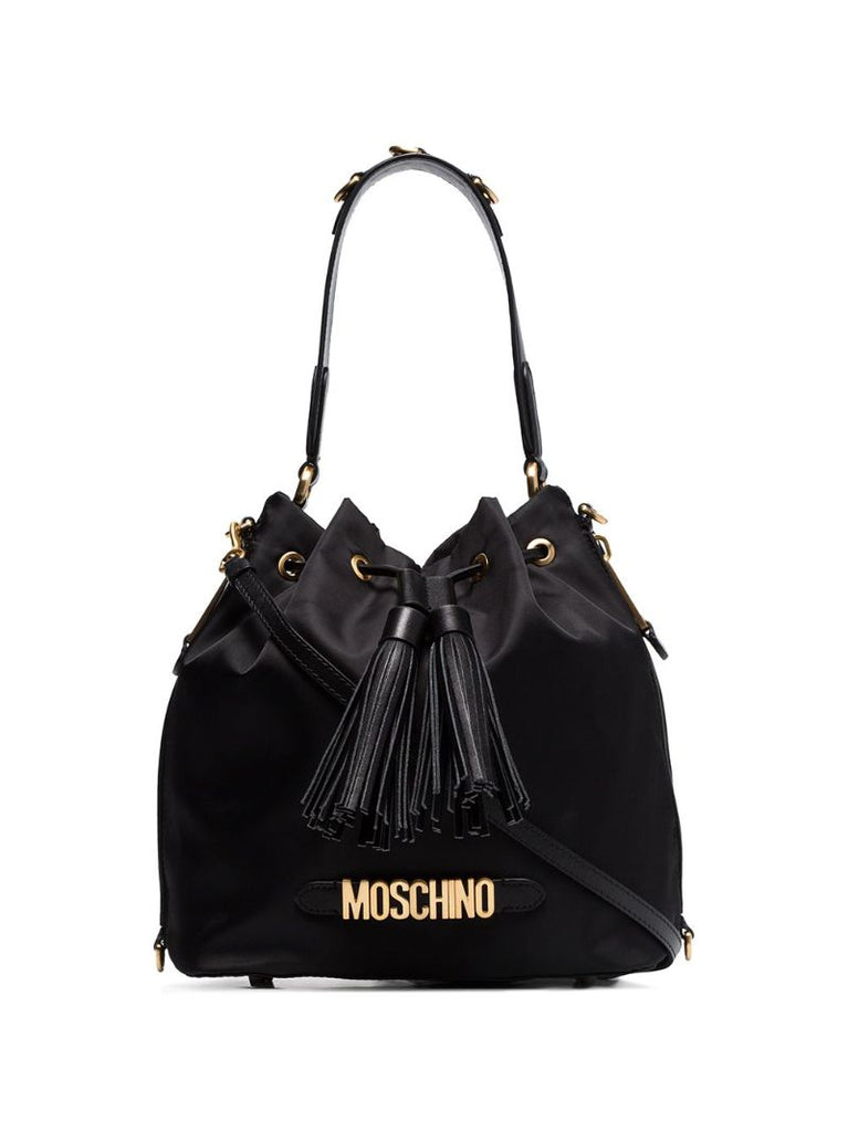 Black Logo Plaque Bucket Bag