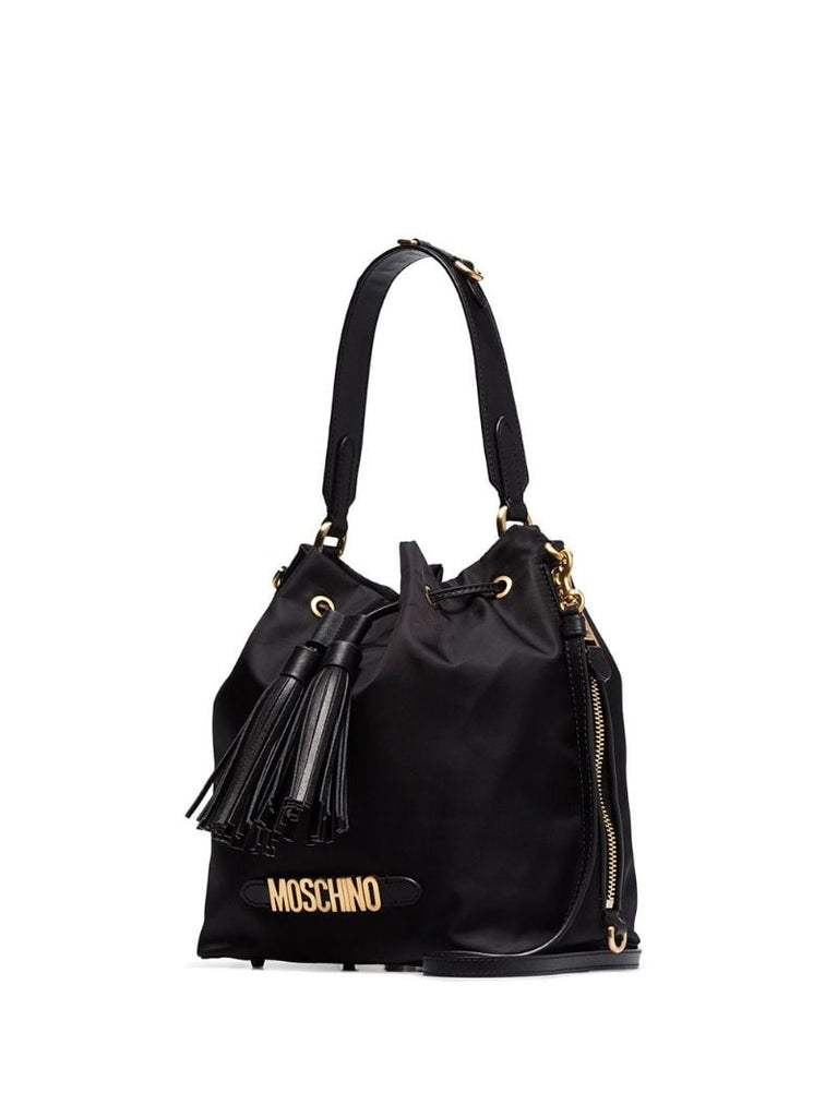 Black Logo Plaque Bucket Bag