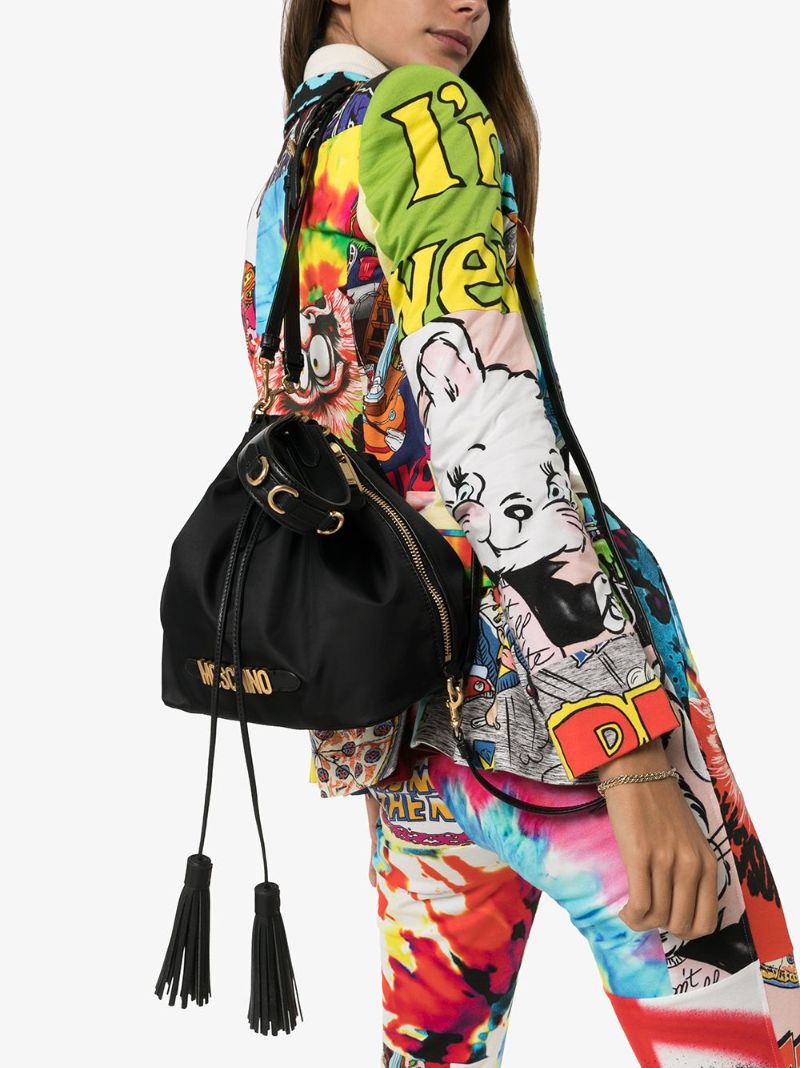 Black Logo Plaque Bucket Bag