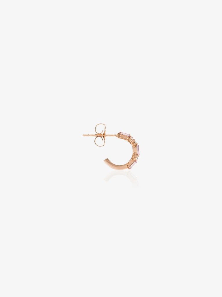 18k Rose Gold Thin Mix Sapphire and Diamond Hoop Earrings