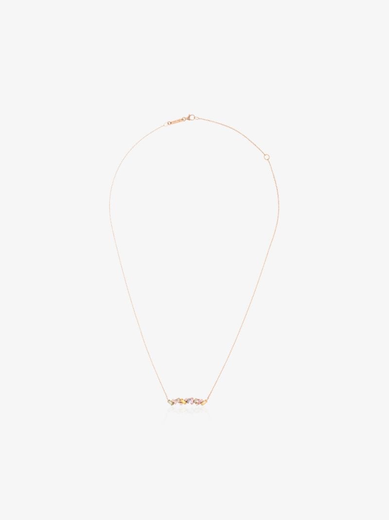 18k Rose Gold Rainbow Firework Sapphire Diamond Necklace