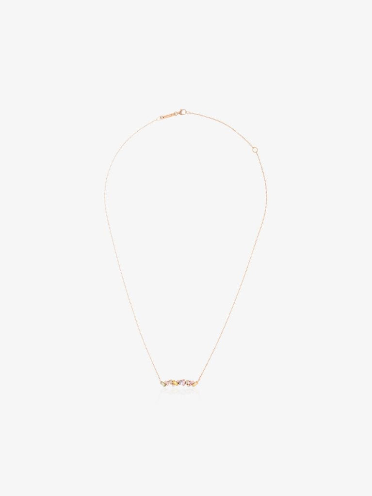 18k Rose Gold Rainbow Firework Sapphire Diamond Necklace