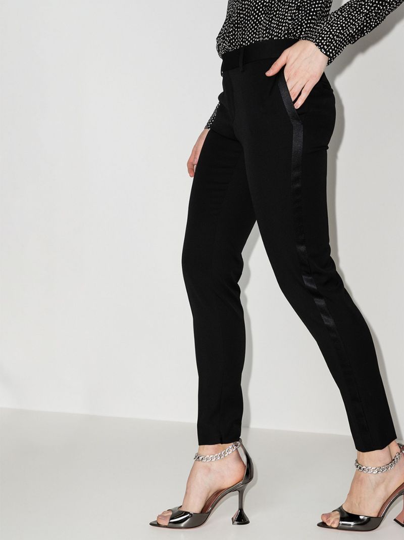 Black Satin Stripe Tailored Trousers