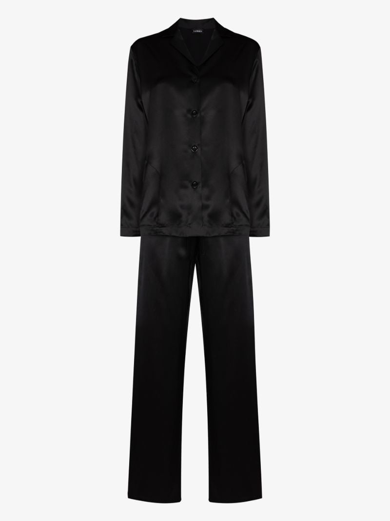 Black Button-up Silk Pyjamas