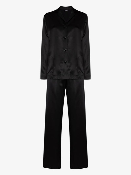 Black Button-up Silk Pyjamas
