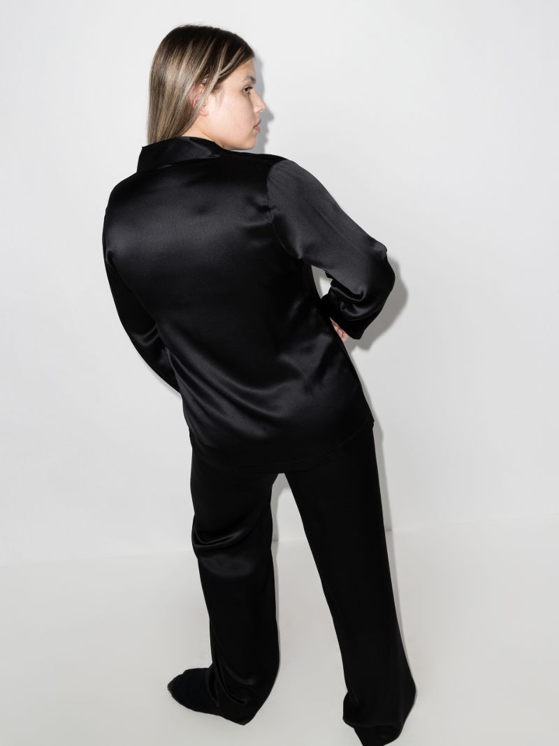 Black Button-up Silk Pyjamas