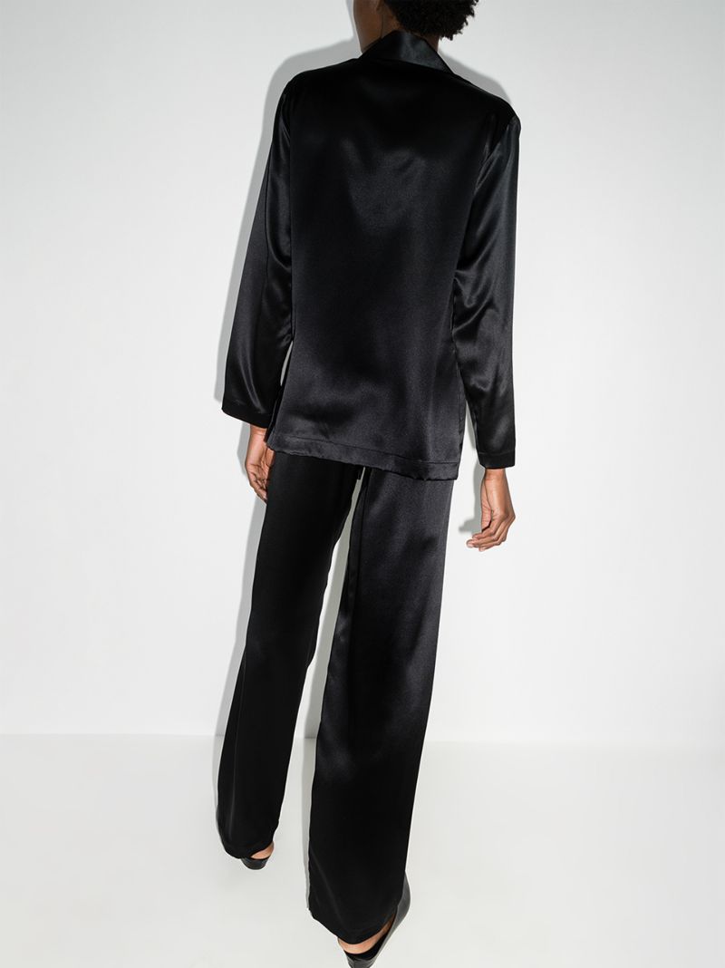 Black Button-up Silk Pyjamas