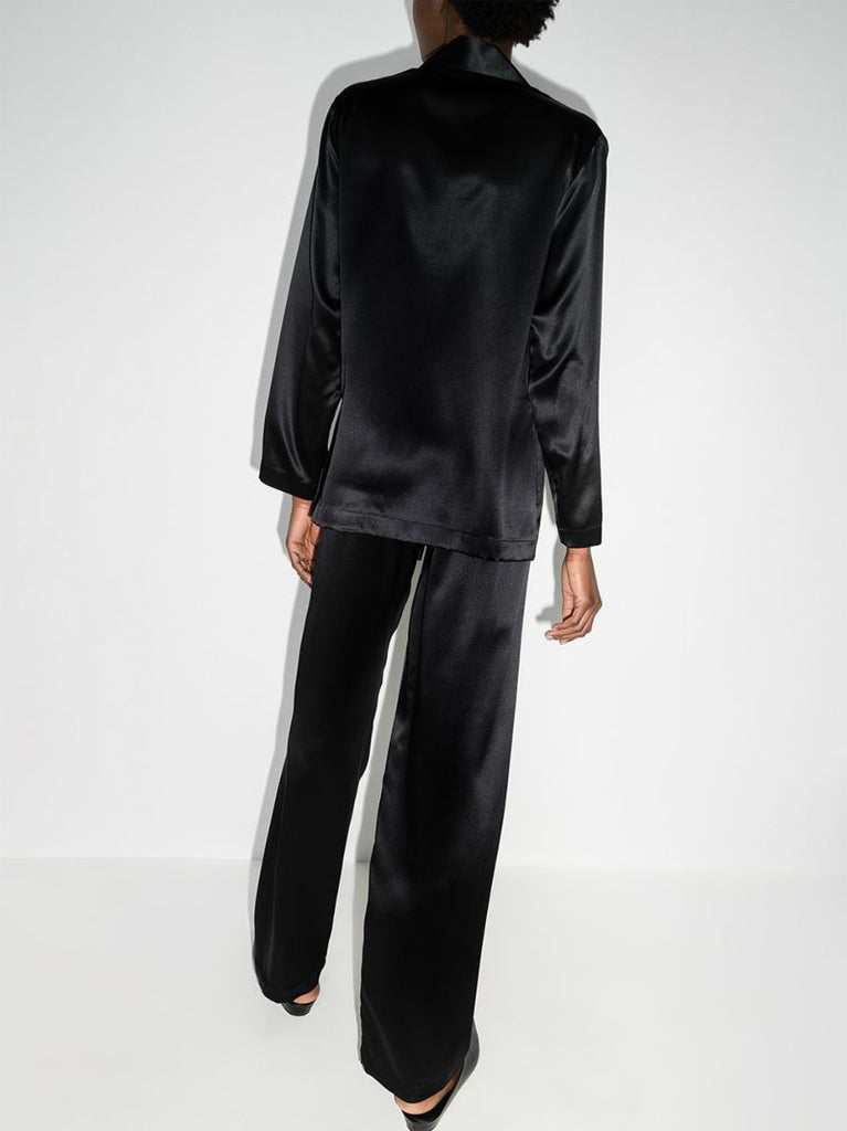 Black Button-up Silk Pyjamas