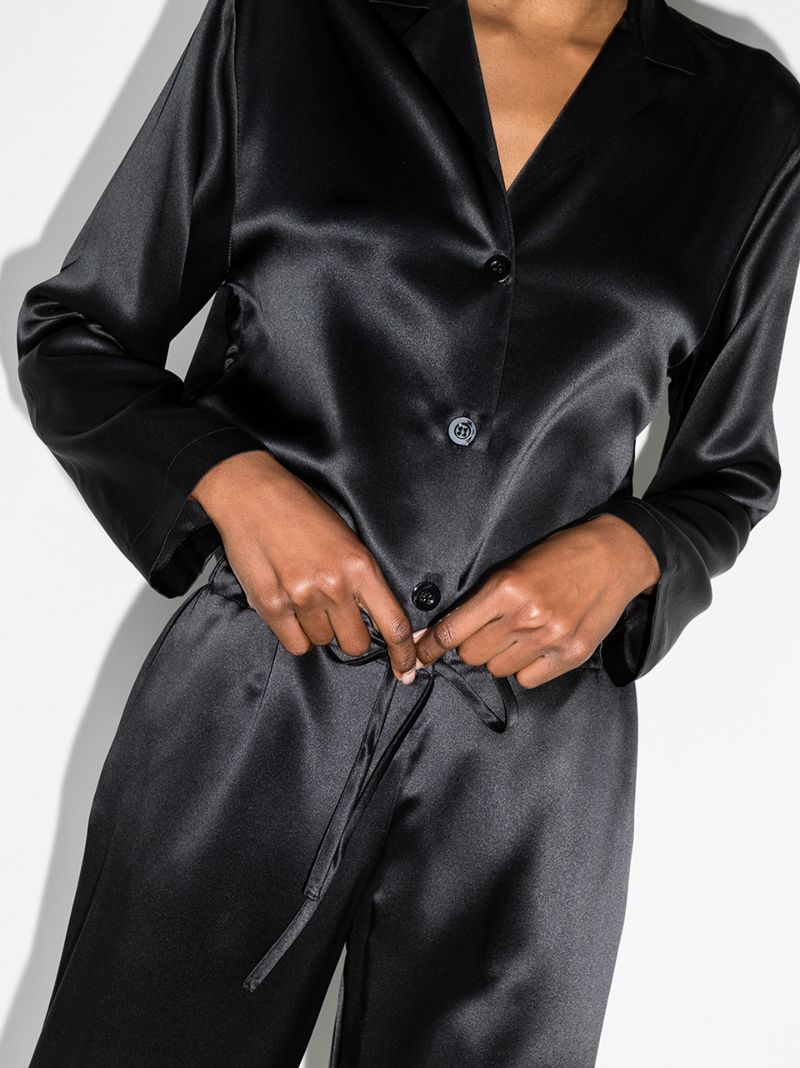 Black Button-up Silk Pyjamas
