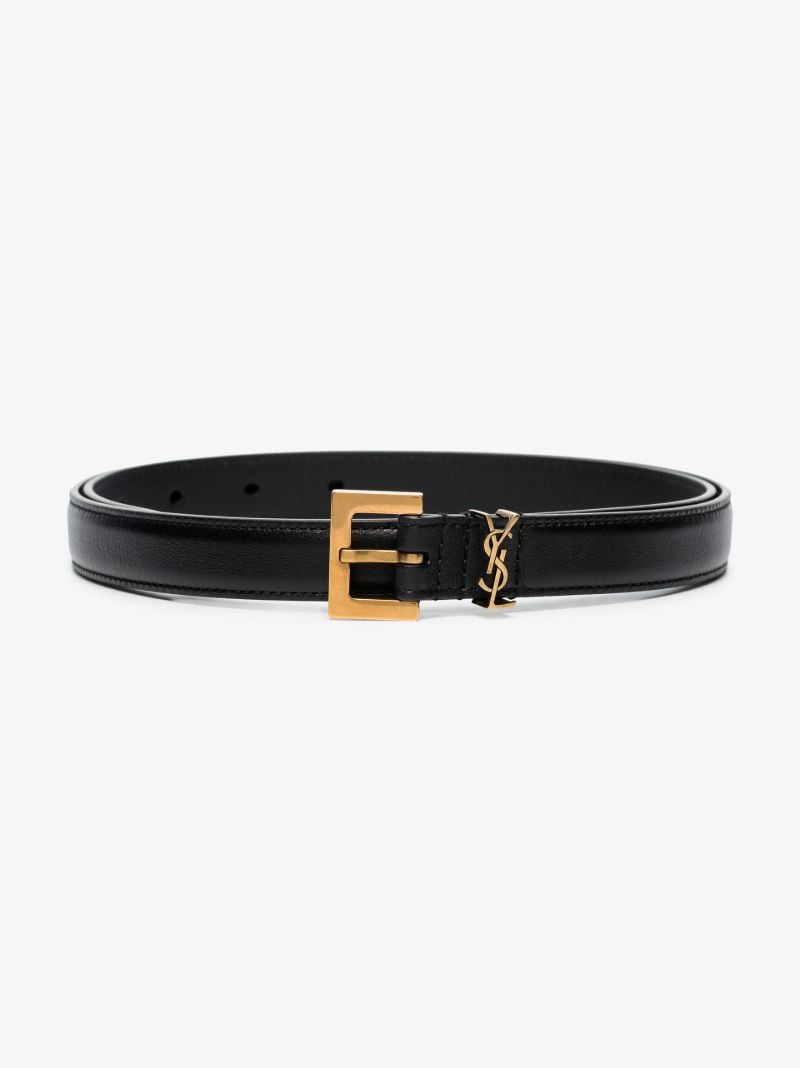 Black Monogram Leather Belt