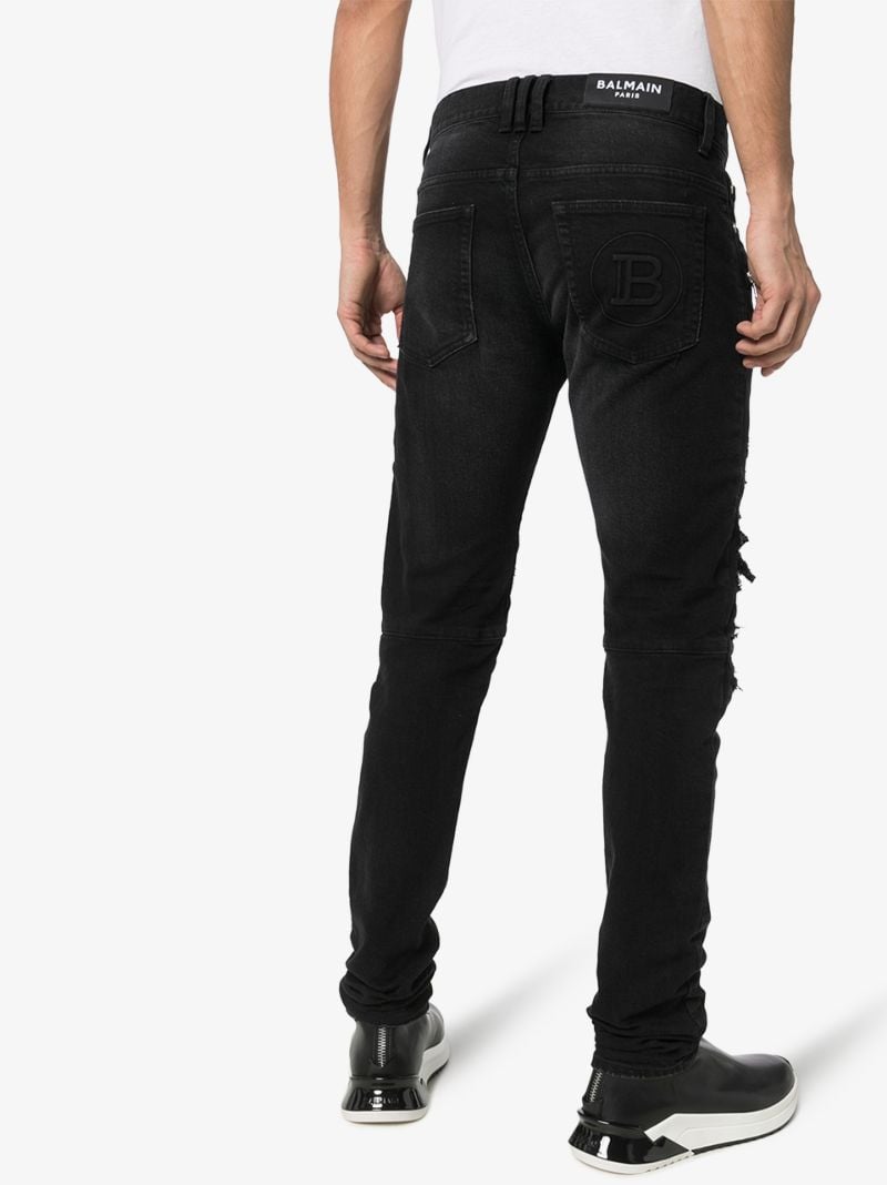 Destroy Rubber Panel Slim Leg Jeans
