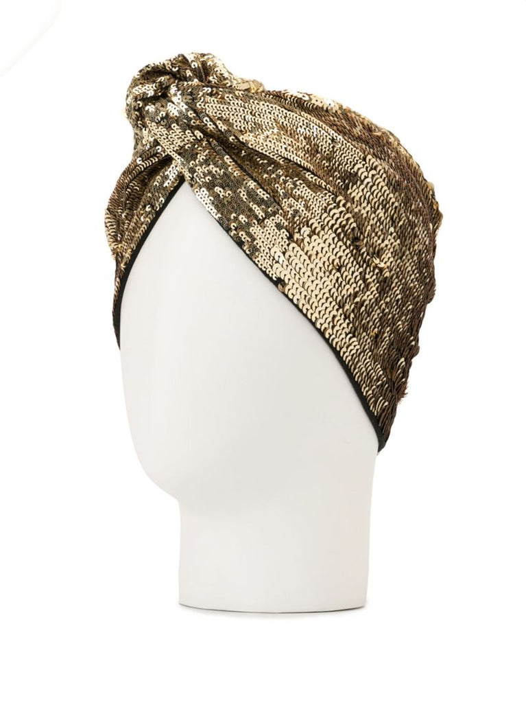 Gold Adele Beaded Sequin Turban