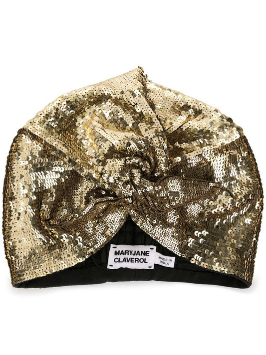 Gold Adele Beaded Sequin Turban