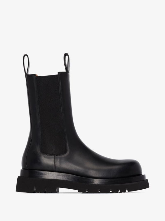 Black Lug Leather Chelsea Boots