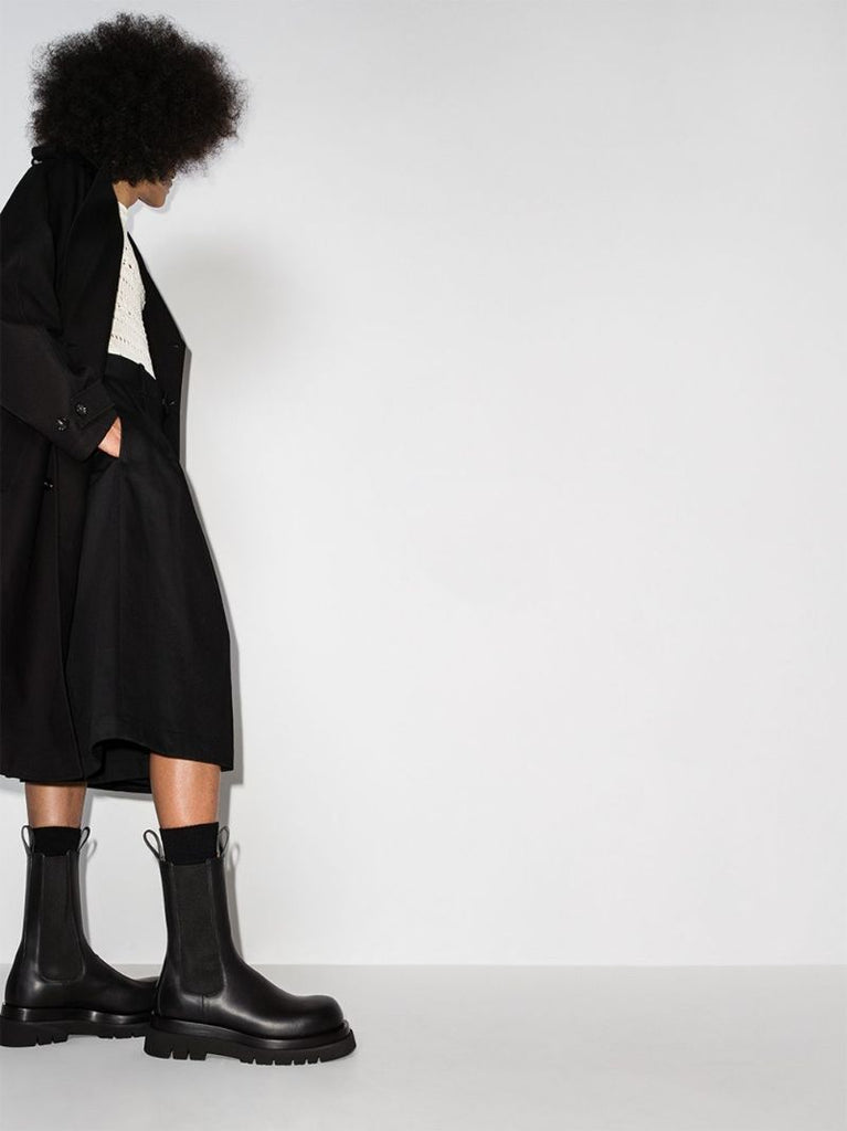 Black Lug Leather Chelsea Boots