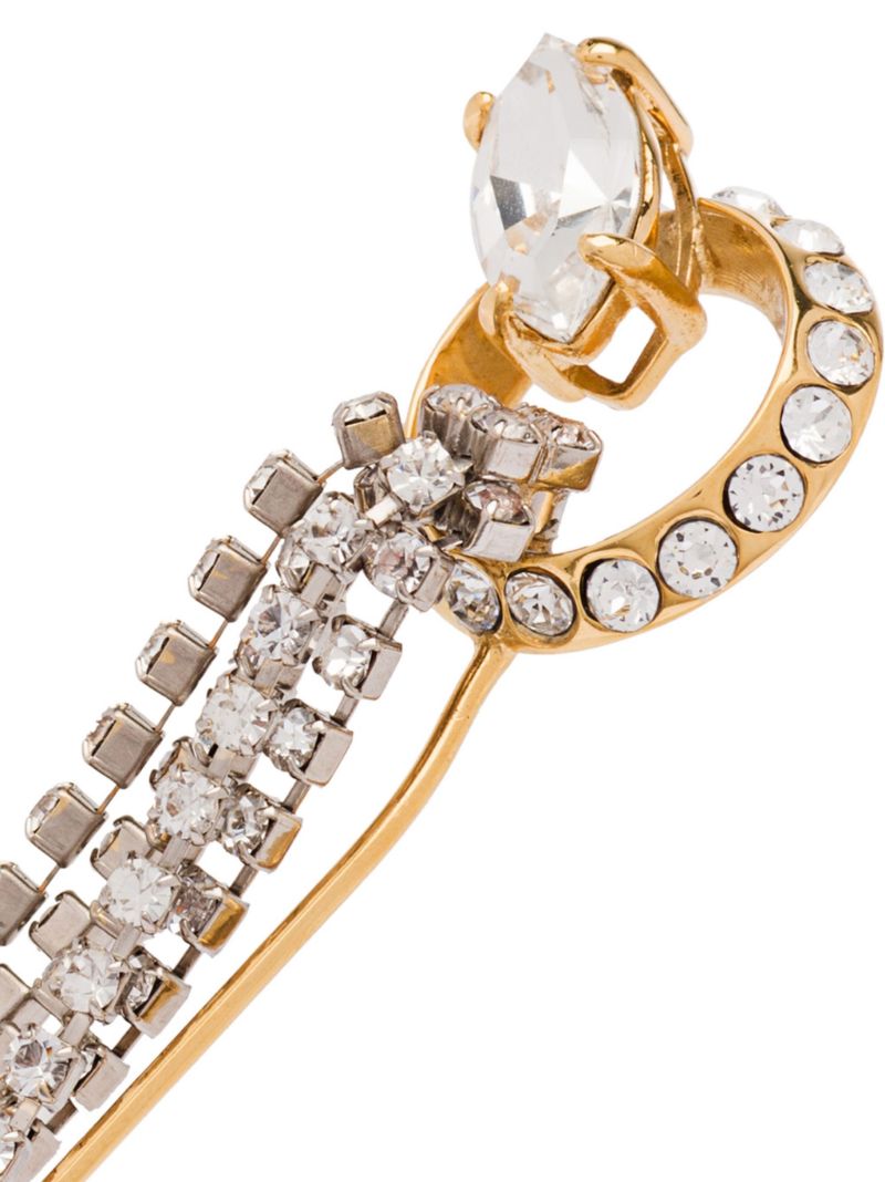 Gold and Silver Tone Crystal Chain Drop Brooch