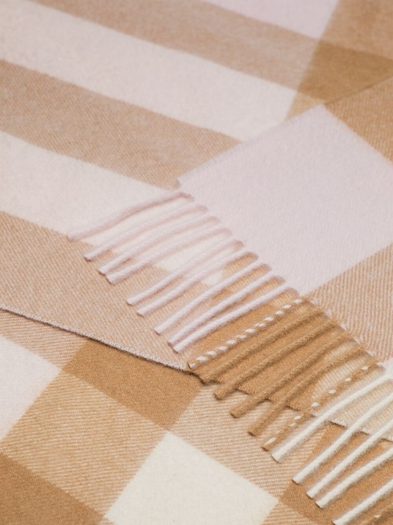 White Mega Check Cashmere Scarf