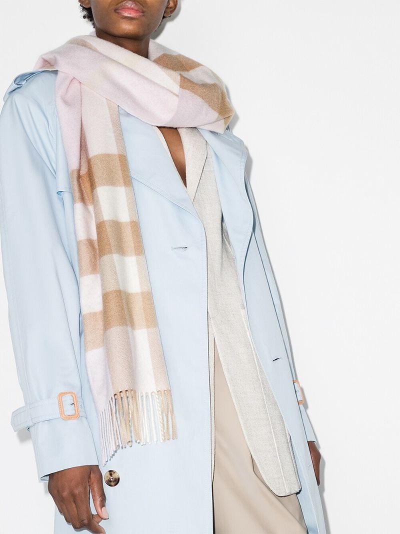 White Mega Check Cashmere Scarf