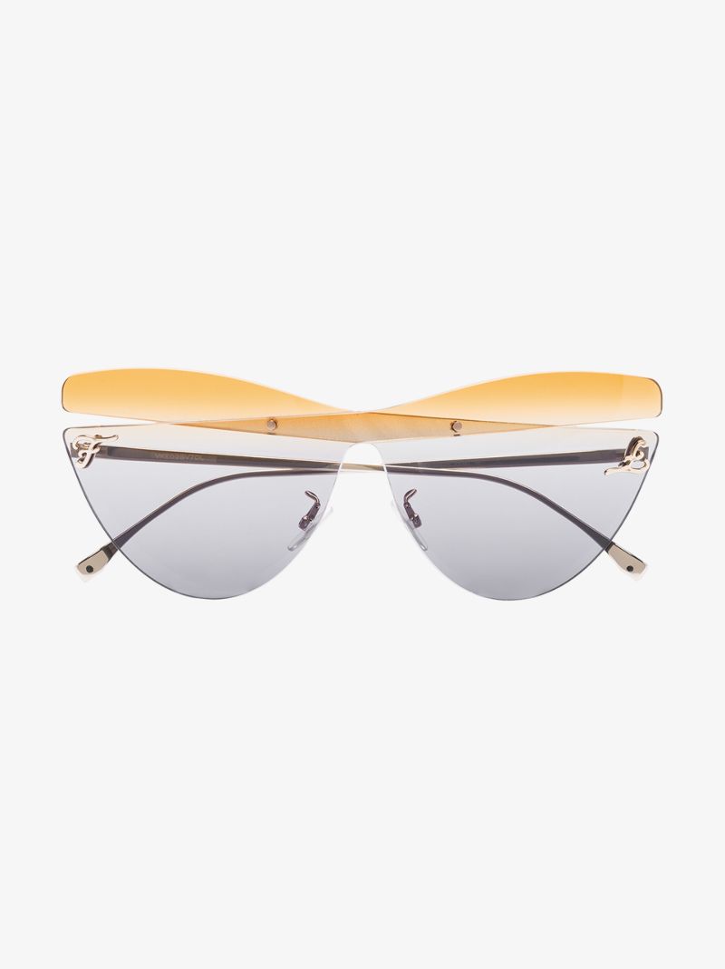 Orange and Grey Cutout Cat Eye Sunglasses