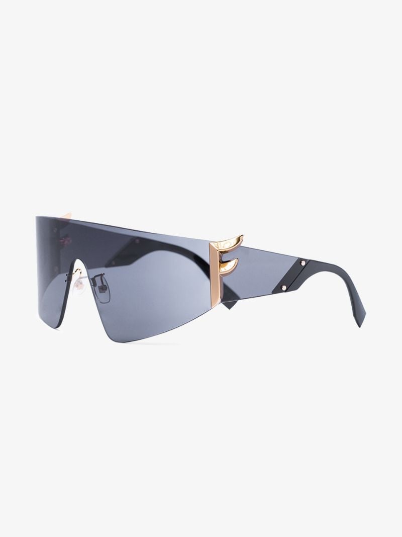 Black Gold F Solid Visor Sunglasses