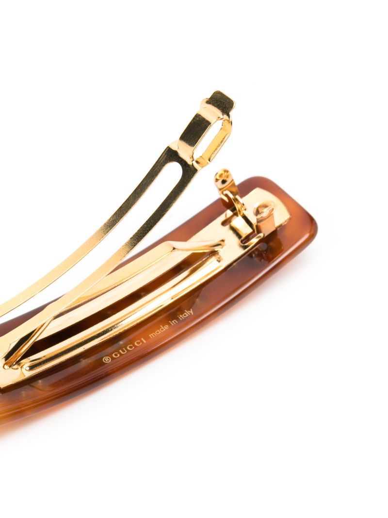 Brown Crystal Logo Hair Clip