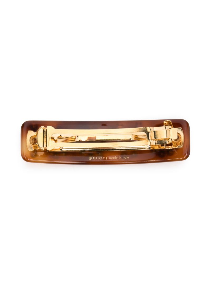 Brown Crystal Logo Hair Clip