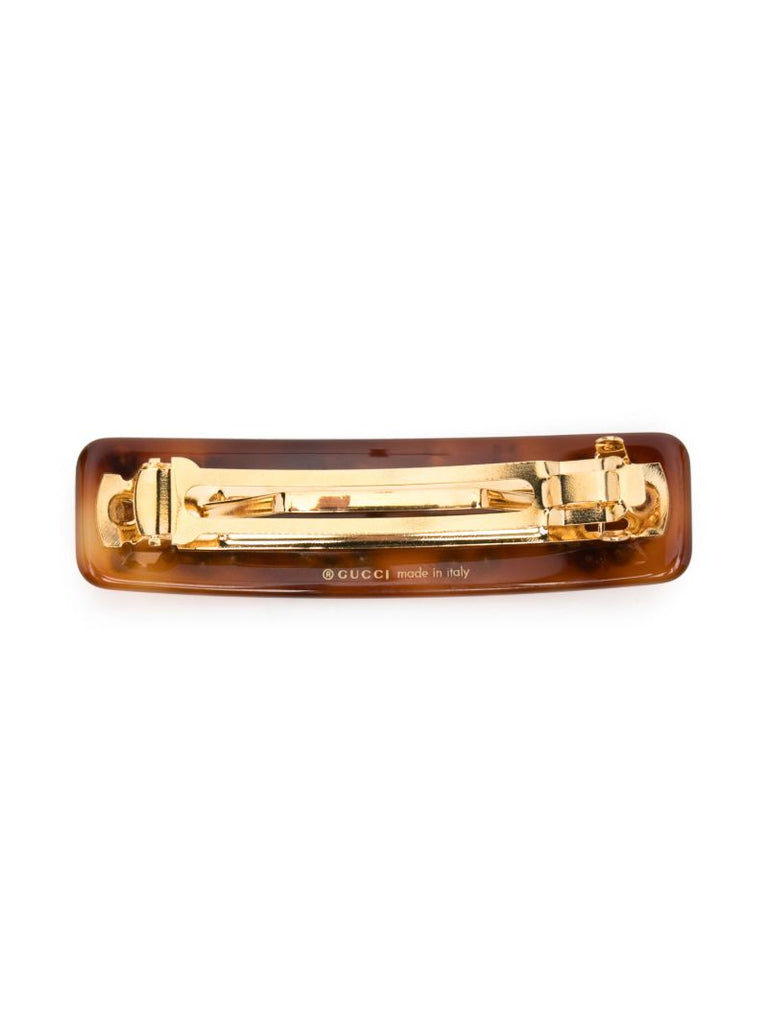 Brown Crystal Logo Hair Clip