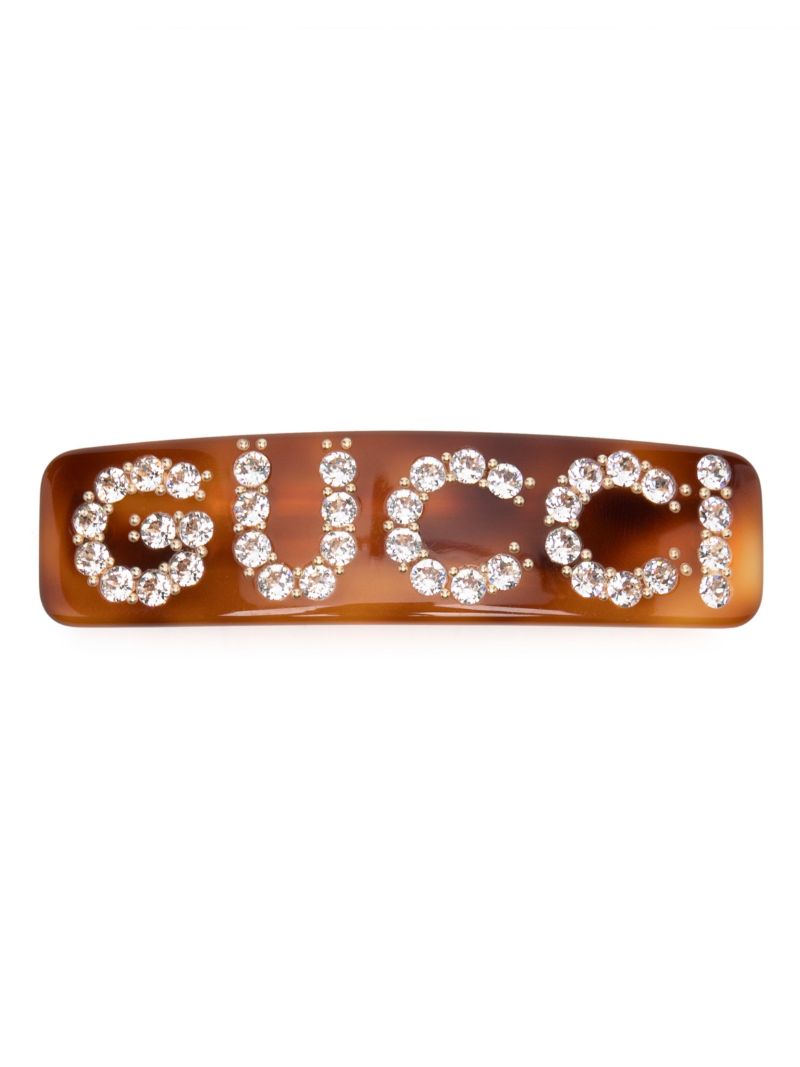 Brown Crystal Logo Hair Clip