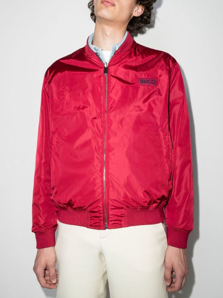 Red Gg Supereme Reversible Bomber Jacket