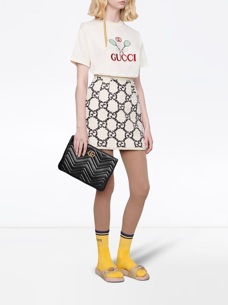 Black Gg Marmont Leather Clutch Bag