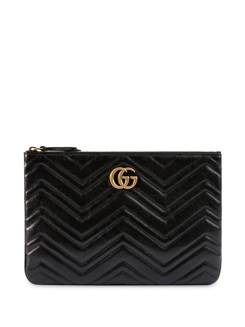Black Gg Marmont Leather Clutch Bag
