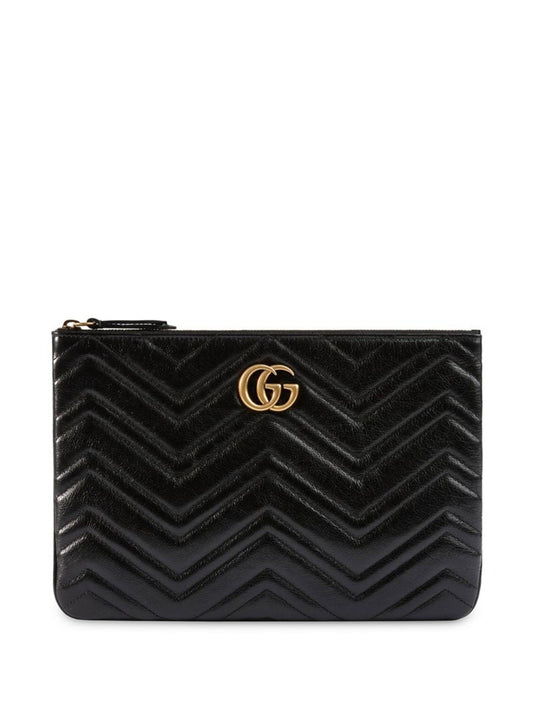 Black Gg Marmont Leather Clutch Bag