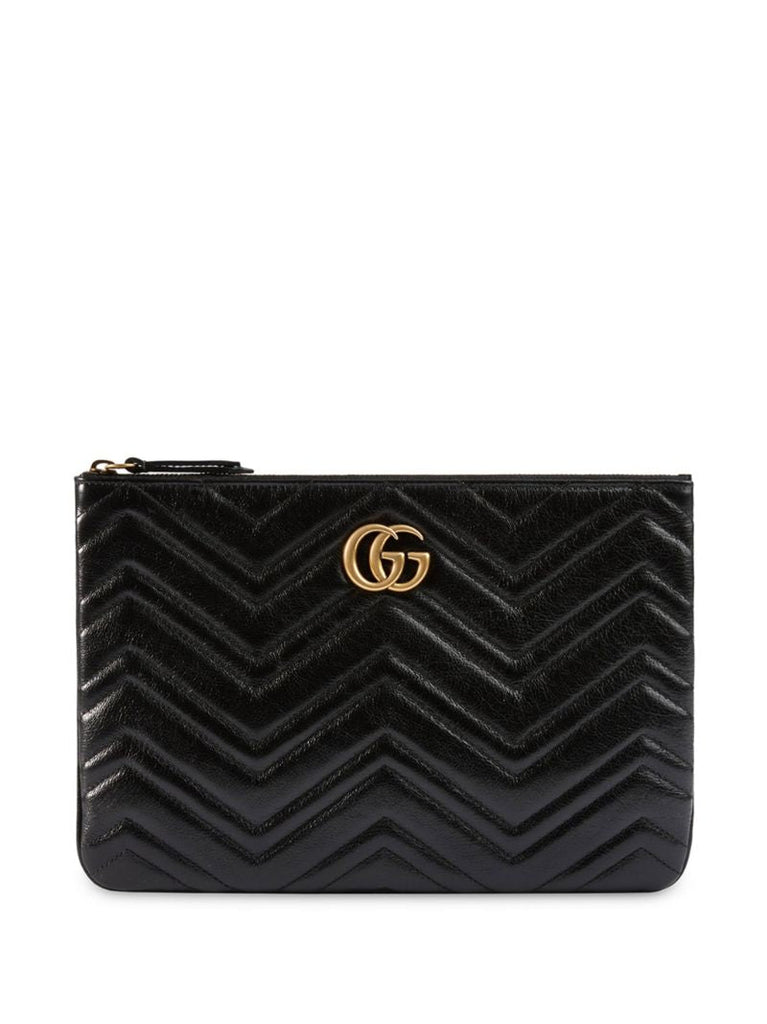 Black Gg Marmont Leather Clutch Bag