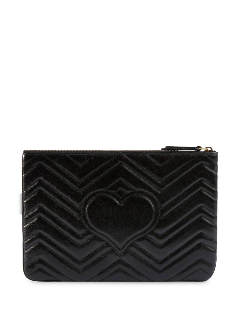 Black Gg Marmont Leather Clutch Bag