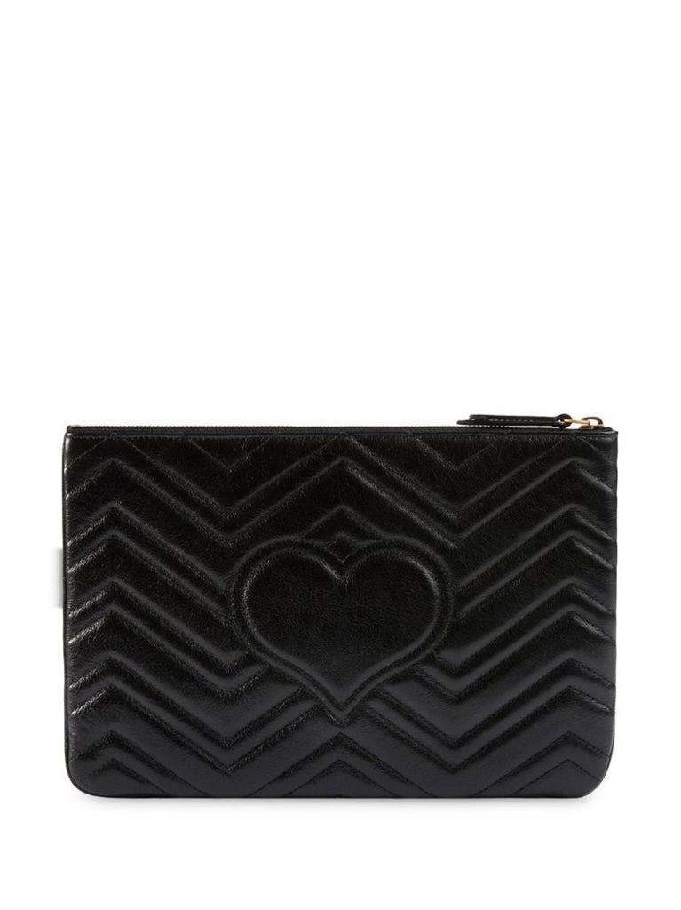 Black Gg Marmont Leather Clutch Bag