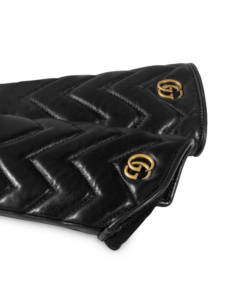 Black Gg Marmont Leather Gloves