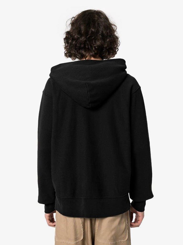 Black Cropped Cotton Hoodie